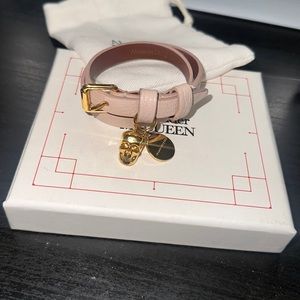 Alexander McQueen Women's Leather Double Wrap Skull Bracelet